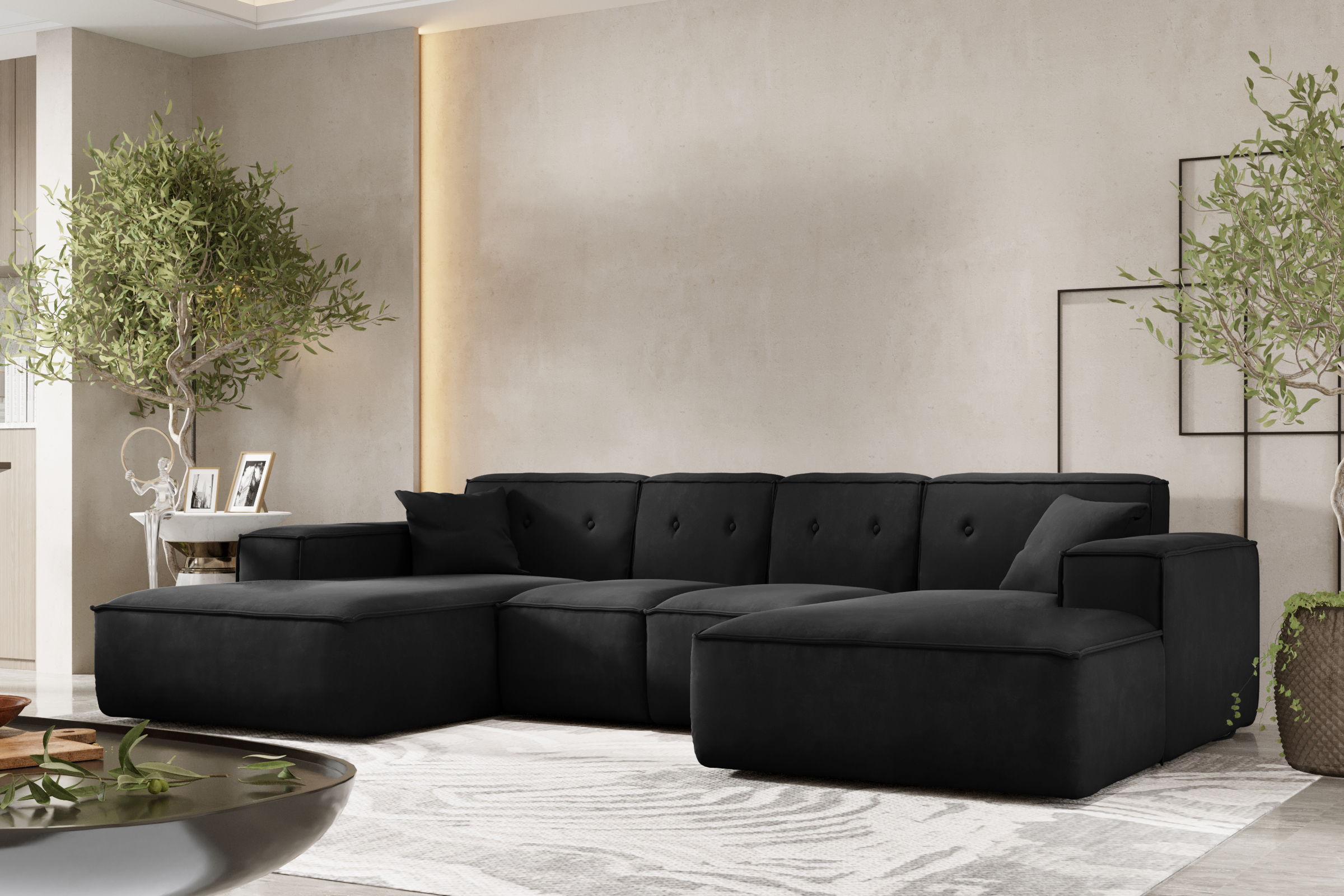 Ecksofa LUGA U M schwarz